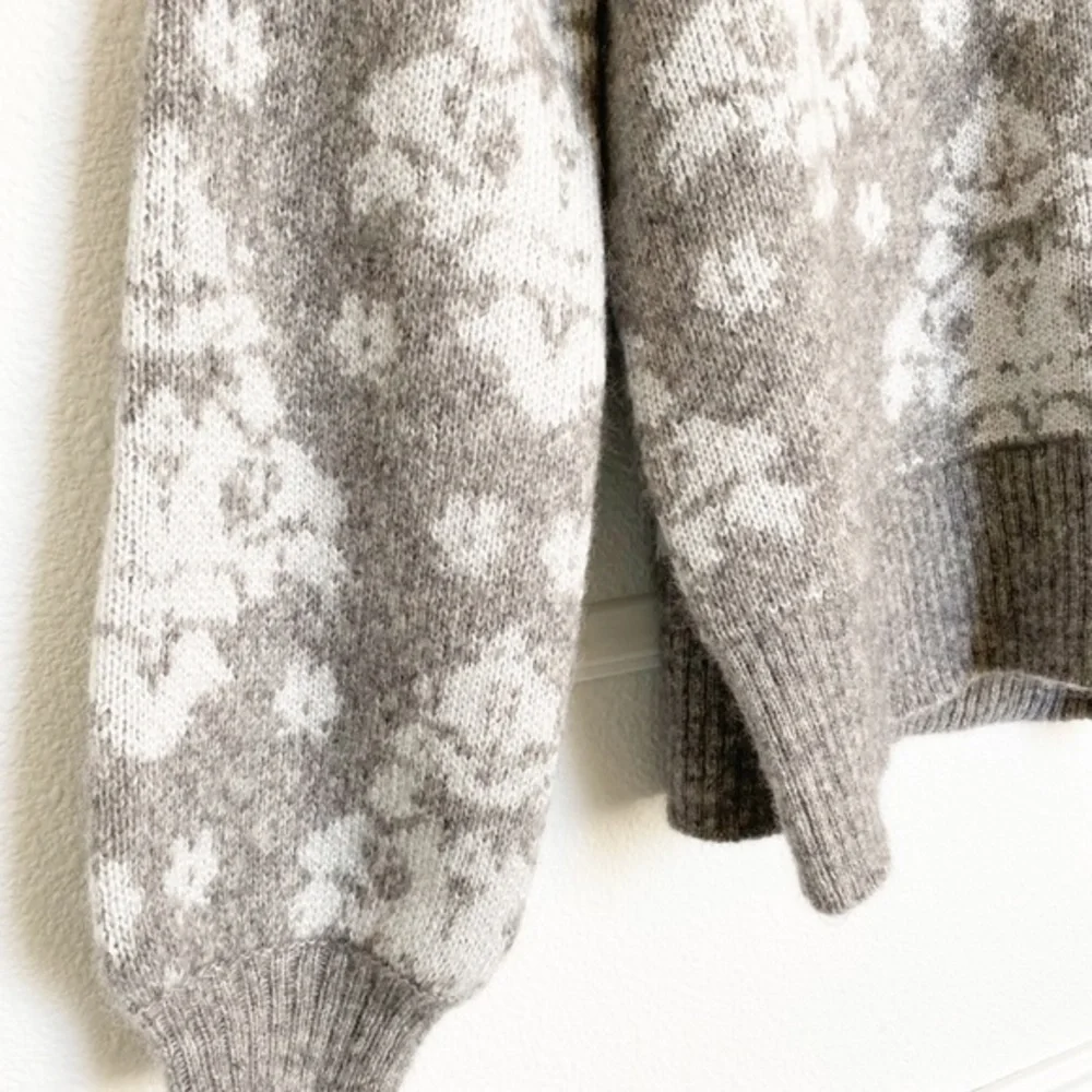Lewit Jacquard mohair metallic and gray chunky wool mohair oversized  sweater